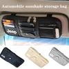 Car Sunshade Storage Bag Car Glasses Clip Card Bag For Jeep Grand Cherokee Wrangler JK Gladiator Compass Renegade Patriot