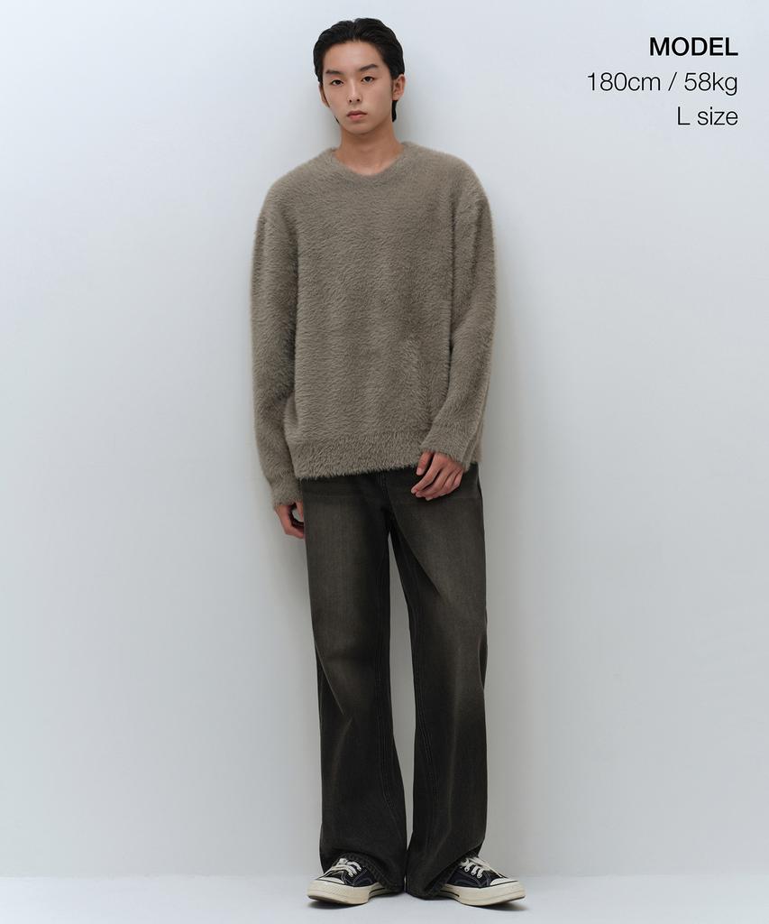 MUSINSA STANDARD Fuzzy Crew Neck Knit [Taupe]