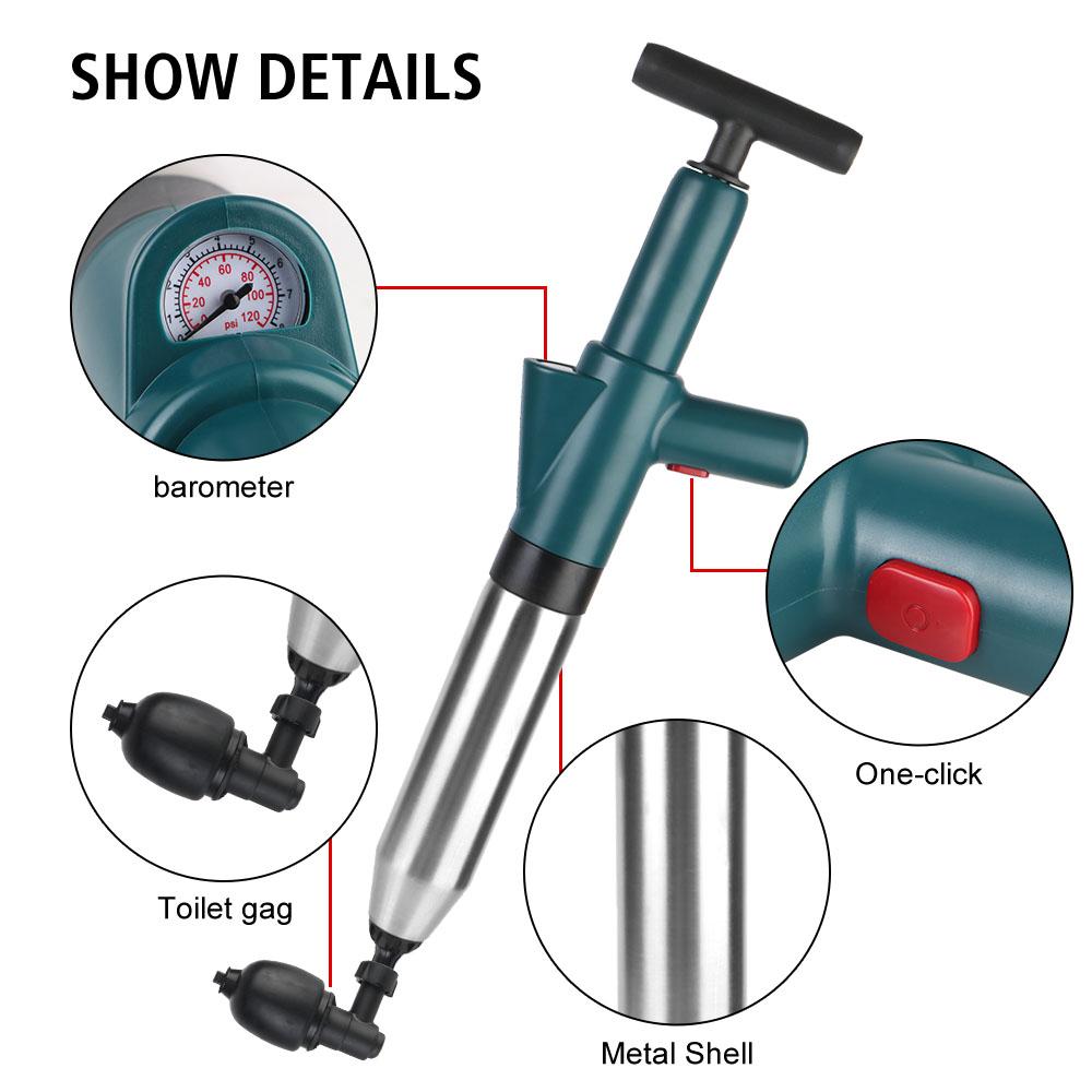 Sewer Pipe Unblocker Air Drain Blaster for Bath Toilets Bathroom Kitchen Cleaning Tool Toilet Plunger High Pressure Drain Plunger Dredge Clog Remover
