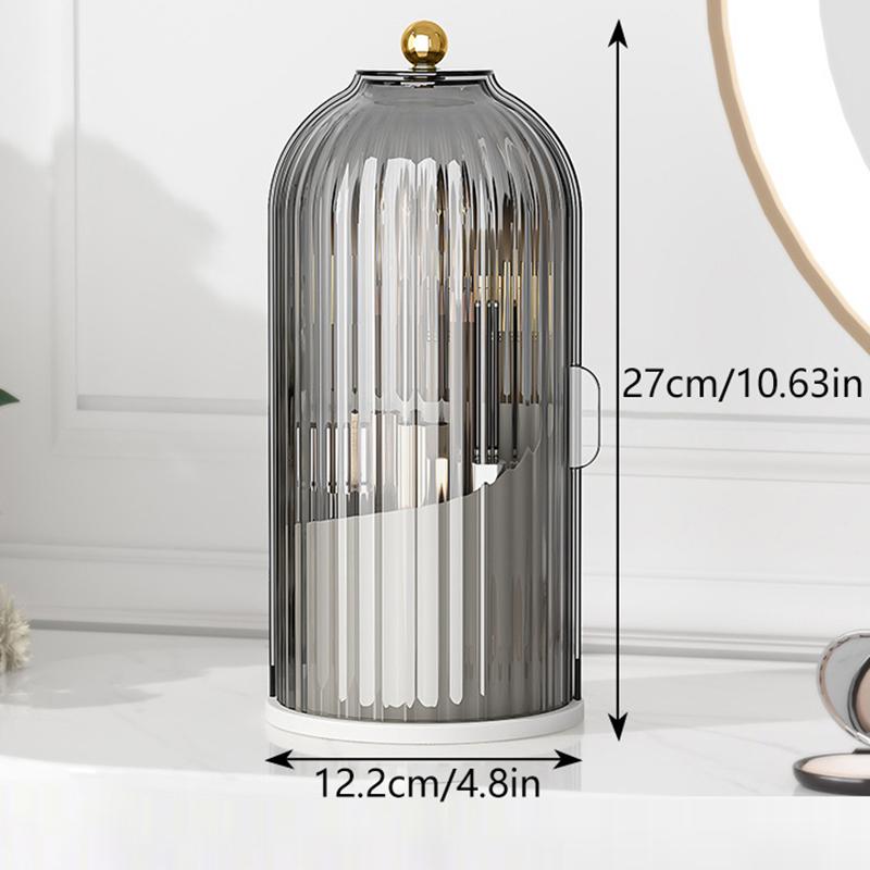 360Degree Rotating Makeup Brush Holder With Lid Luxury Cosmetic Organizer Lipstick Eyebrow Pencil Holder Eye Shadow Storage Box