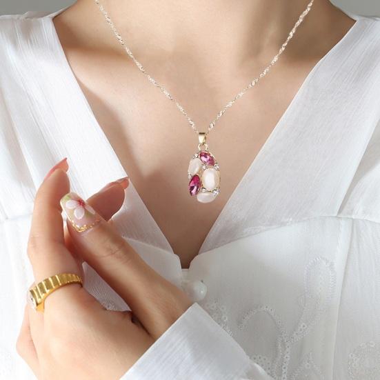 2 шт./компл., роскошный овальный кулон из искусственного опала, комплект ожерелья-гвоздиков с блестящими стразами, женский элегантный комплект серег и ожерелья