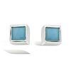[Q1051] - Silver Turquoise 'Boho' Silver Earrings (rhodium-plated) - 3x3 Mm