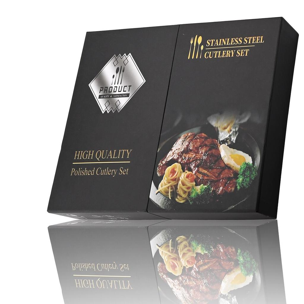 24 шт. набор столовой посуды с подарочной коробкой, нож, вилка, ложка, ужин, набор столовых приборов, посуда из нержавеющей стали, столовое серебро, еда, кухня