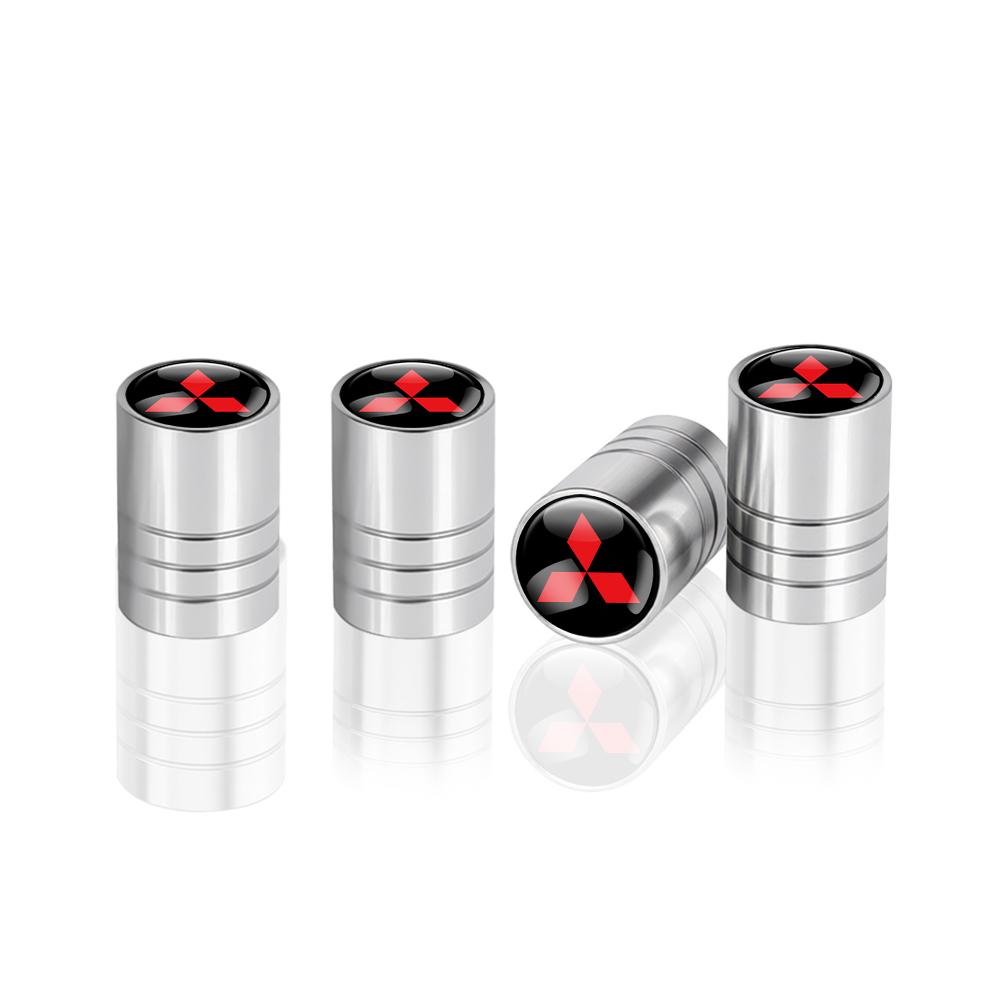 4Pcs 3D Metal Car Wheel Tire Valve Stem Cap Accessories For Mitsubishi 9 Ralliart EX ASX L200 Colt Outlander Pajero Lancer Cross