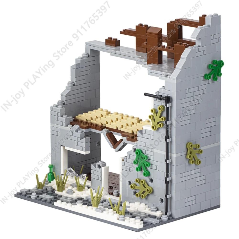 MOOXI Имитация военной войны Строительные блоки Вторая мировая война Руины поля боя Артиллерийская пушка Модель MOC Кирпичи Набор для взрослых Игрушка для мальчиков