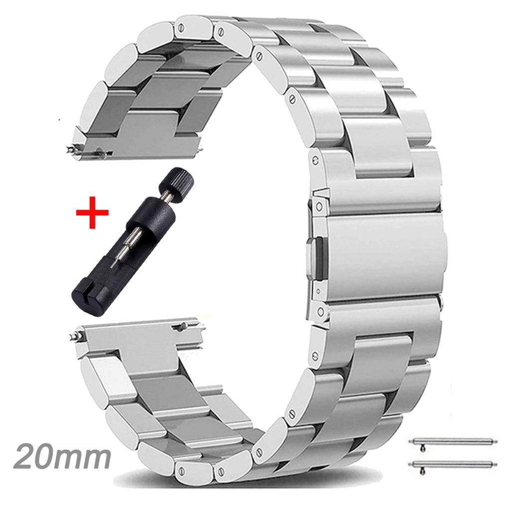22 мм 20 мм 18 мм Металлический ремешок для Samsung Galaxy Watch 3 4 Active2 S2 Gear S3 Gt 2 Huawei GT2/Amazfit GTR Браслет из нержавеющей стали Подарок на День матери