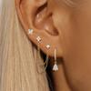 3PCS Set Stainless Steel Crystal CZ Butterfly Ear Stud Earring Gold Plated Pendant Water Drop Cartilage Earring Piercing Jewelry