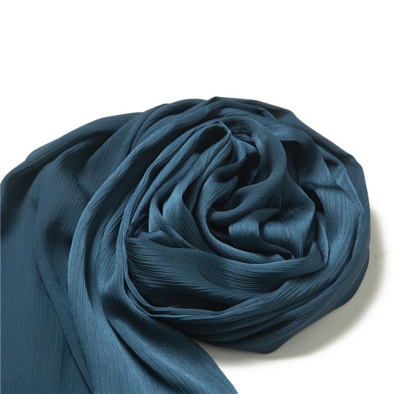 Headscarf Solid Color Silk Scarf Basic Versatile Scarf Women's Smooth Crepe Travel Scarf Xizang Travel Shawl