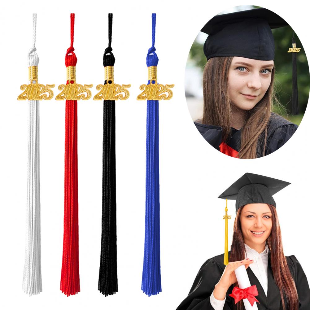40cm Tassel Graduation Hat Tassel with 2026 Charm Solid Color Cap Hornor Tassel for Master Bachelor School Graduation Party