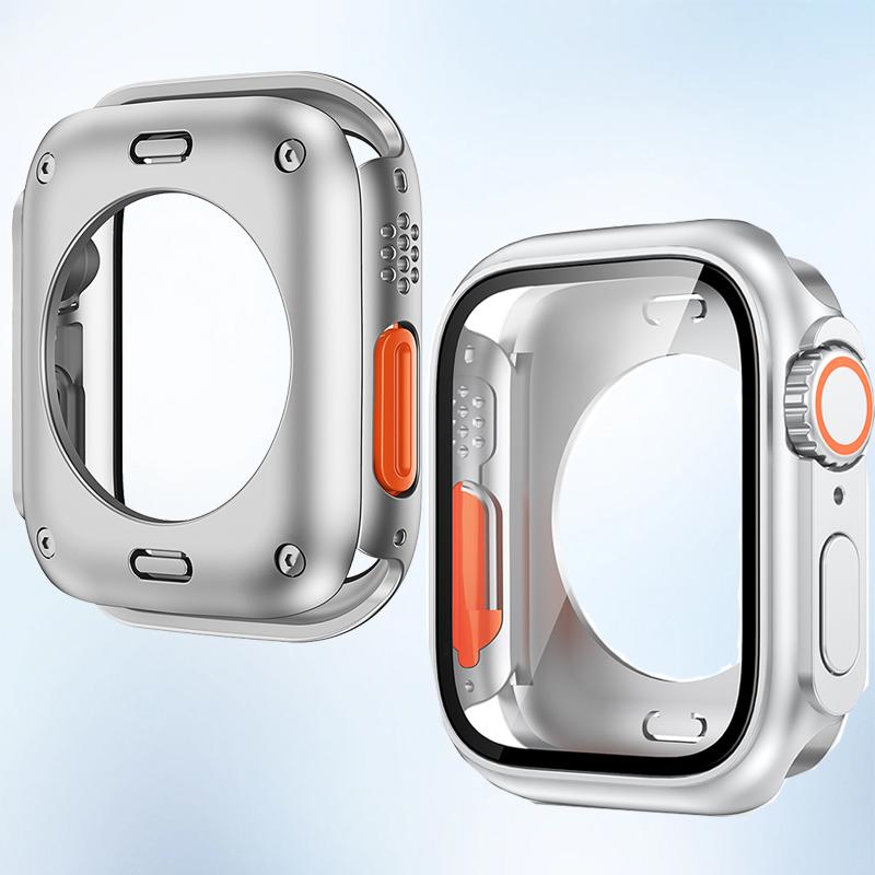 Защитная крышка-экран для Apple Watch 44мм 45мм 46мм 42мм Жесткий ПК Передний Задний Бампер Чехол для Iwatch 10 9 8 7 6 Сменить на Ultra