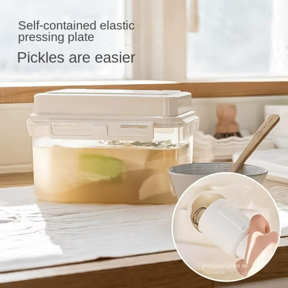 4/5L Pickle Jar with Press Plate Kitchen Organizer Bins  Travel Household Office