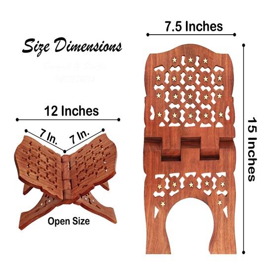 Деревянная подставка Sheesham коричневого цвета Rehal ручной работы премиум-класса Гита Коран, Библия, Рамаяна, Священная книга, 38,1 см