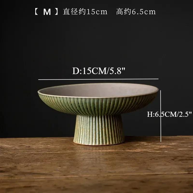 Бытовая винтажная фруктовая тарелка керамический поднос для закусок японская высокая подставка тарелки для ужина с орехами гостиная конфетница кухонные аксессуары