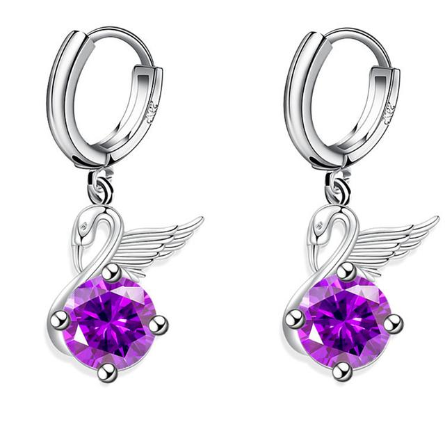 925 штамп посеребренные женские серьги милый гусь подвеска в форме капли разноцветные серьги с цирконом для женщин ювелирные изделия для девочек