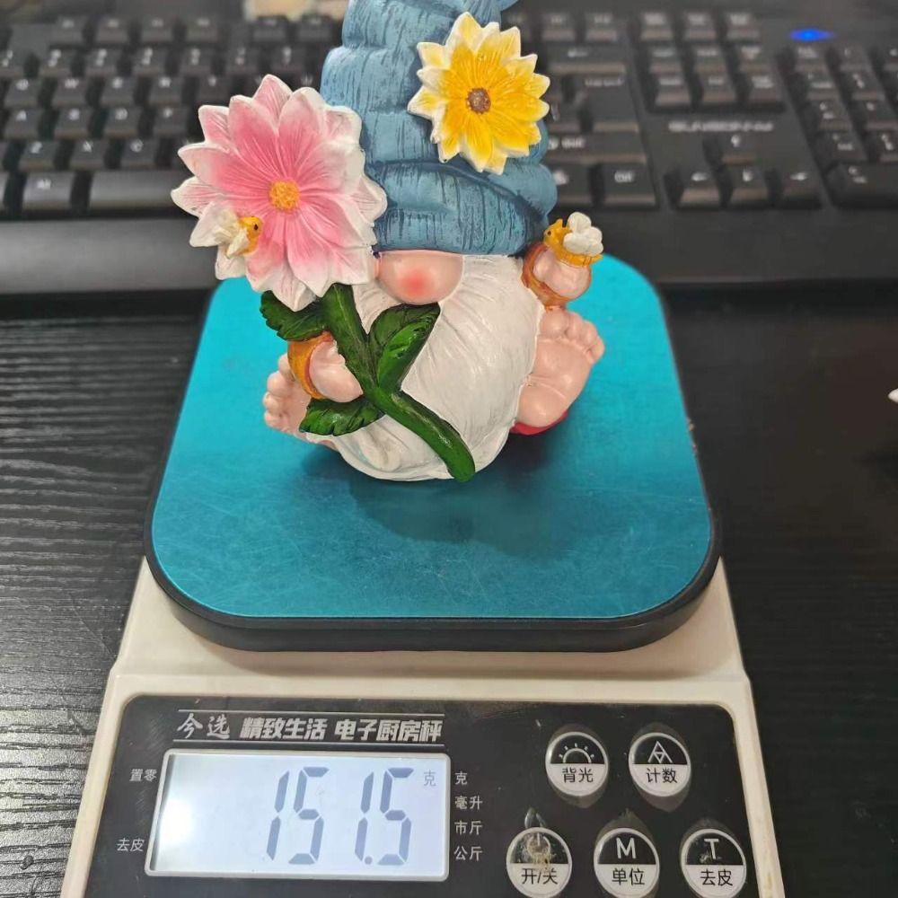 Funny Ornament Flower Elf Statue Garden Decor Dwarf Sitting Statue Resin Gnome Crafts Halloween