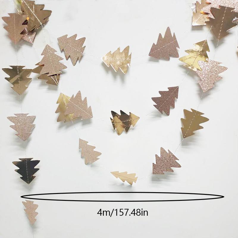 Зеленый цветочный венок в форме дерева Рождественская бумажная гирлянда Подвесная бумажная веревка Подвеска на рождественскую елку