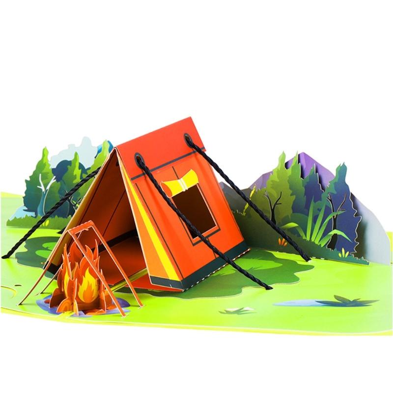 Уникальная 3D Pop-up палатка-приключение, складная открытка-приглашение на вечеринку для друга, с конвертом, ручная работа