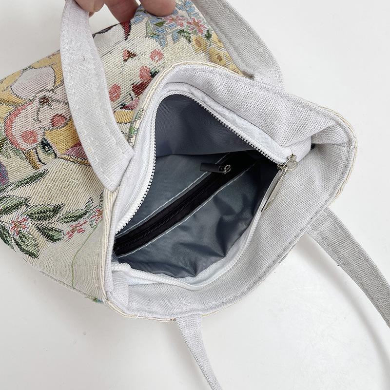 Золотистый шелковый кролик с двухсторонней вышивкой, маленькая переносная сумка, женская новая сумка, сумка для переноски, сумка для мобильного телефона