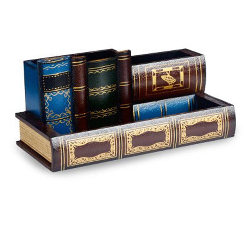 Винтажная европейская деревянная подставка для ручек - Креативный органайзер для стола и декоративная коробка для хранения Организация и хранение для дома и офиса