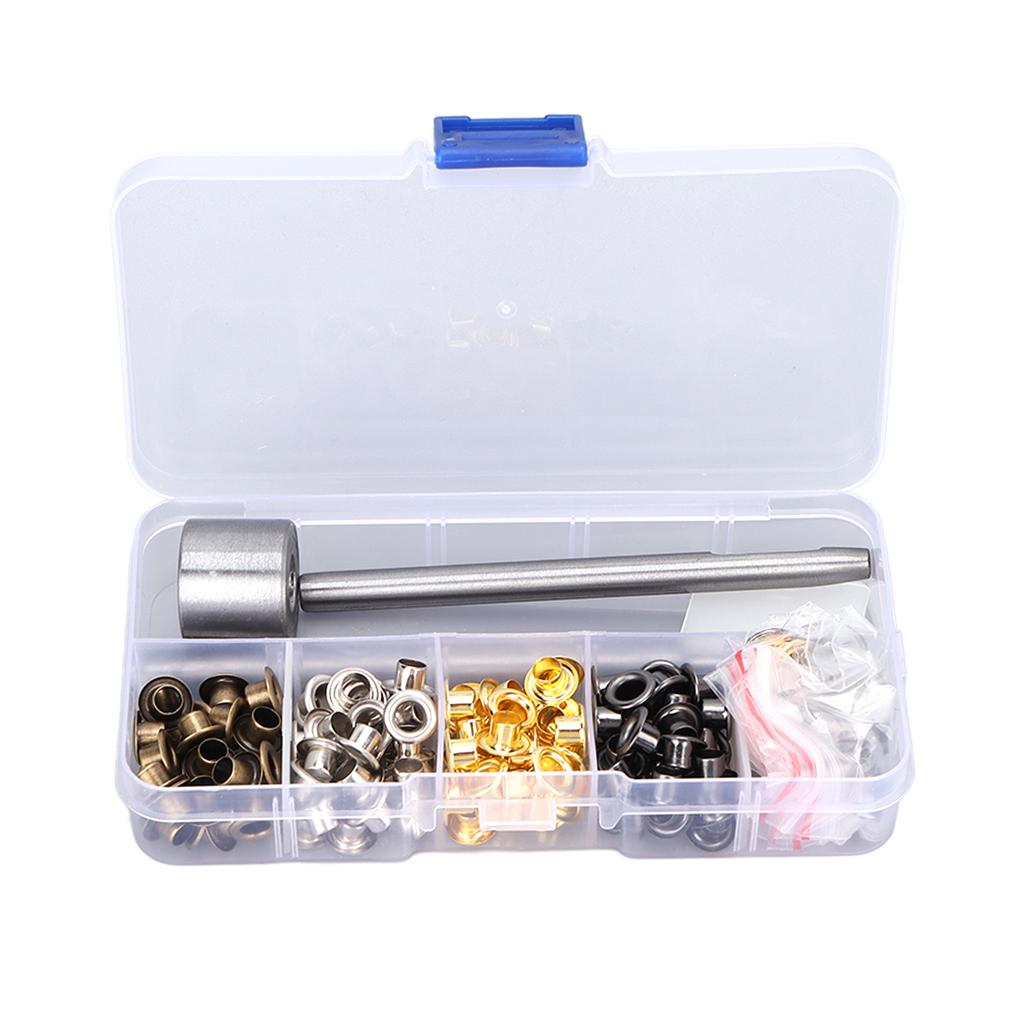 Grommets 4.5mm Plated Copper Metal Grommet Kit with Storage Box for Clothing Modification DIY