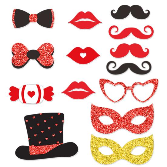 30Pcs/Set Valentine Day Photo Booth Props DIY Mustache Lips Glasses Paper Photo