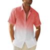 Men'S Summer Short-Sleeved Shirt Interface Color 3D Printing Trend Casual Lapel Shirt