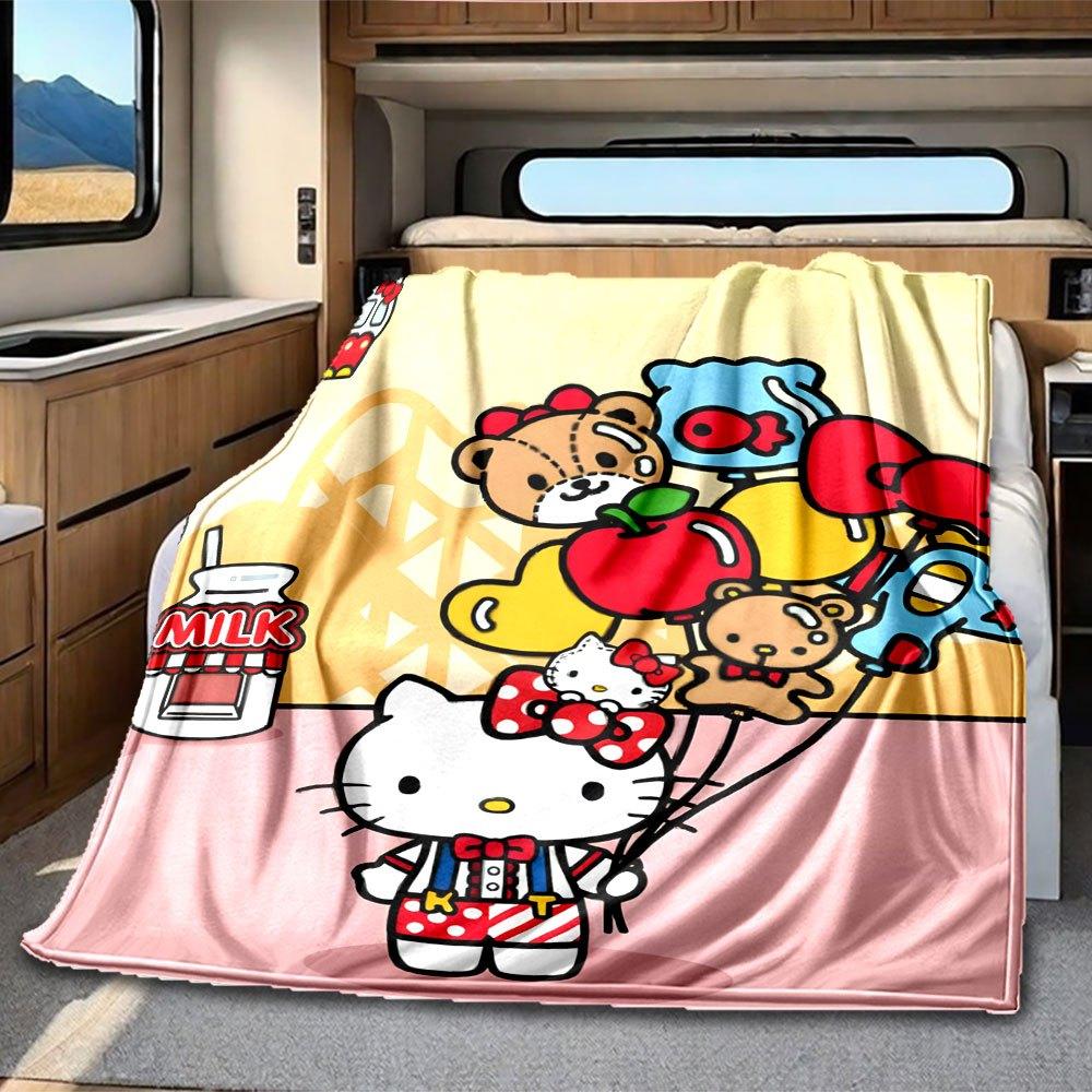 Hello Kitty And Teddy Bears Rv Blanket Soft And Cozy Lightweight For All Seasons Perfect For Travel Camping Picnic Sofa Rv Bed Living Room Ideal Gift