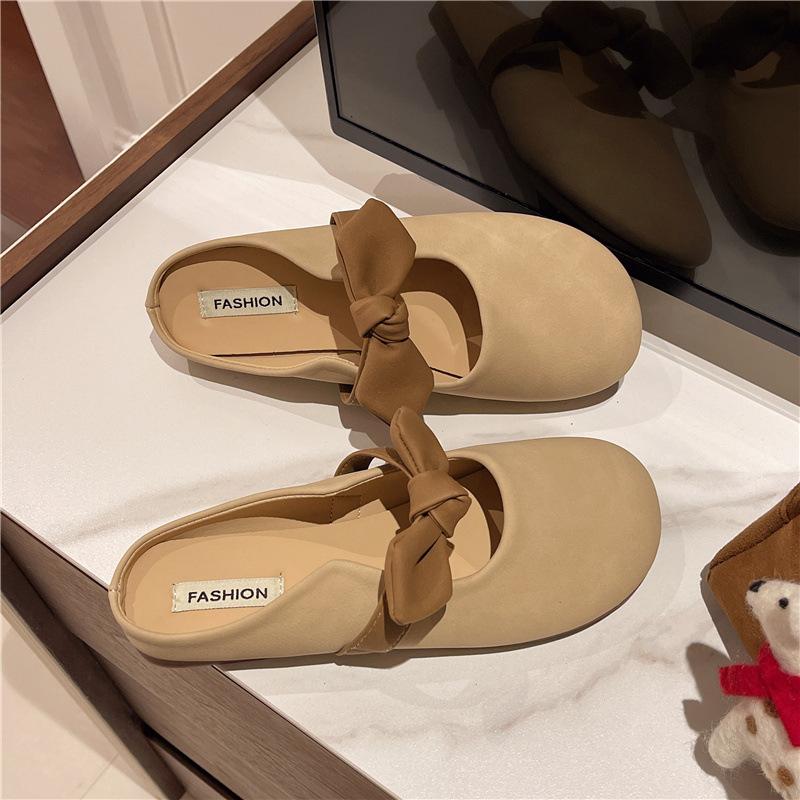 Бантик сумка голова тапочки-полусапожки женские носят новые летние мягкие на плоской подошве для выхода на улицу прохладные тапочки