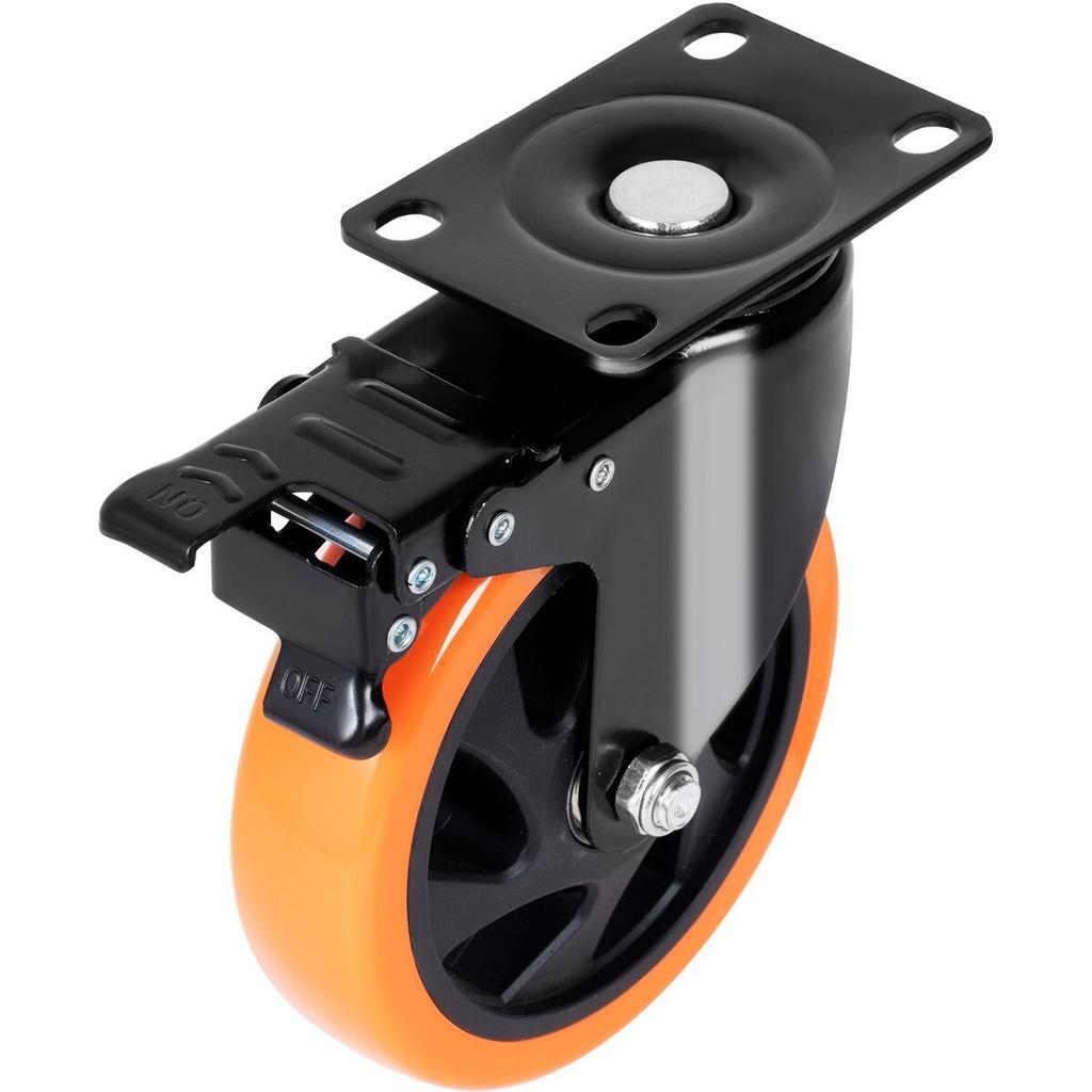 Caster Wheels, 4-inch Swivel Plate Casters, Set of 4, with Security A/B Locking No Noise PVC Wheels, Heavy Duty 350 lbs Load Capacity Per Caster,