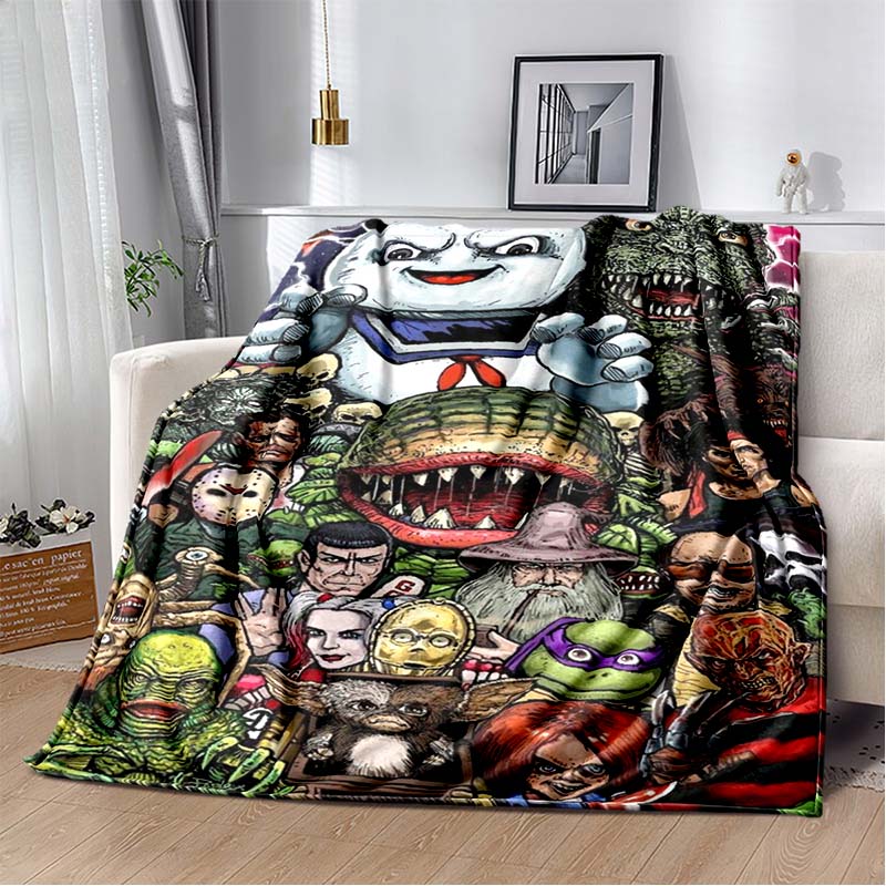 Одеяло с персонажем фильма ужасов, одеяло с изображением мультфильма «Джейсон Фрайдей», фланелевое одеяло на Хэллоуин для спальни, гостиной, дивана