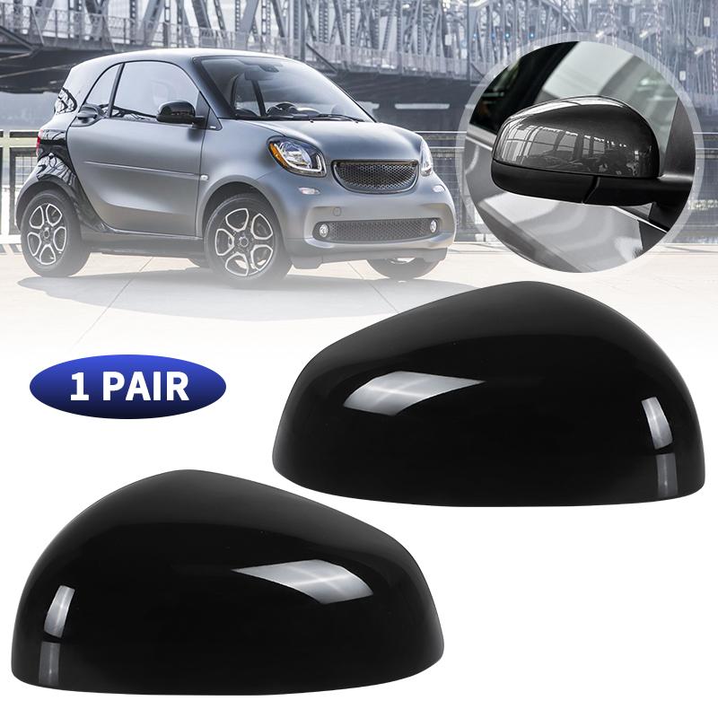 Left/Right Wing Mirror Cover Cap Casing For Smart Fortwo 2015 2016 2017 2018 2024 Gloss Black Replace