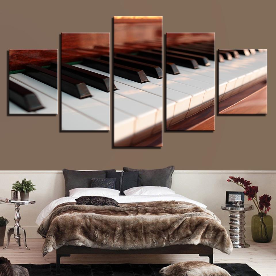 Wall Art Canvas Paintings Modern Living Room Framework 5 Pieces Piano Keys Music Home Decoration Modular HD Prints Pictures
