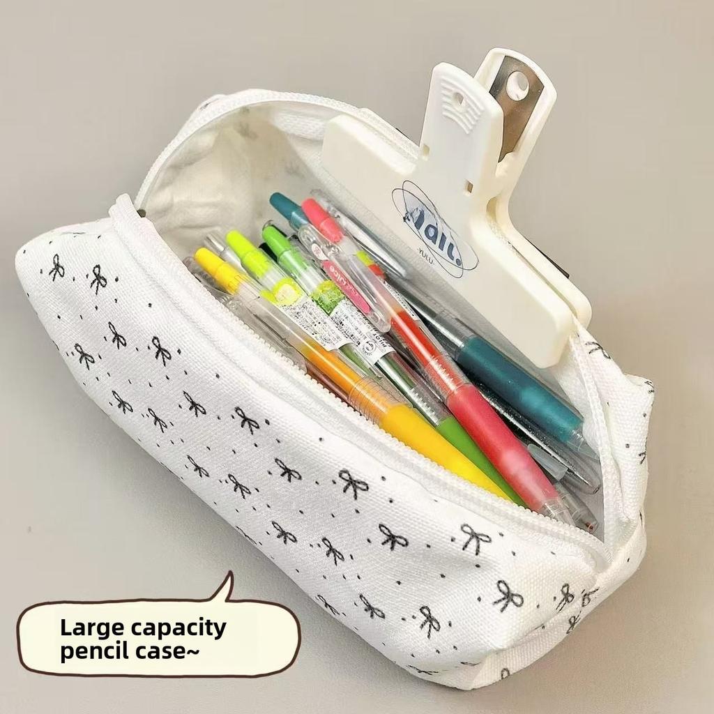 Простой черный пенал с высокой эстетической привлекательностью, милая косметичка для студентки, сумка для хранения канцелярских принадлежностей большой вместимости