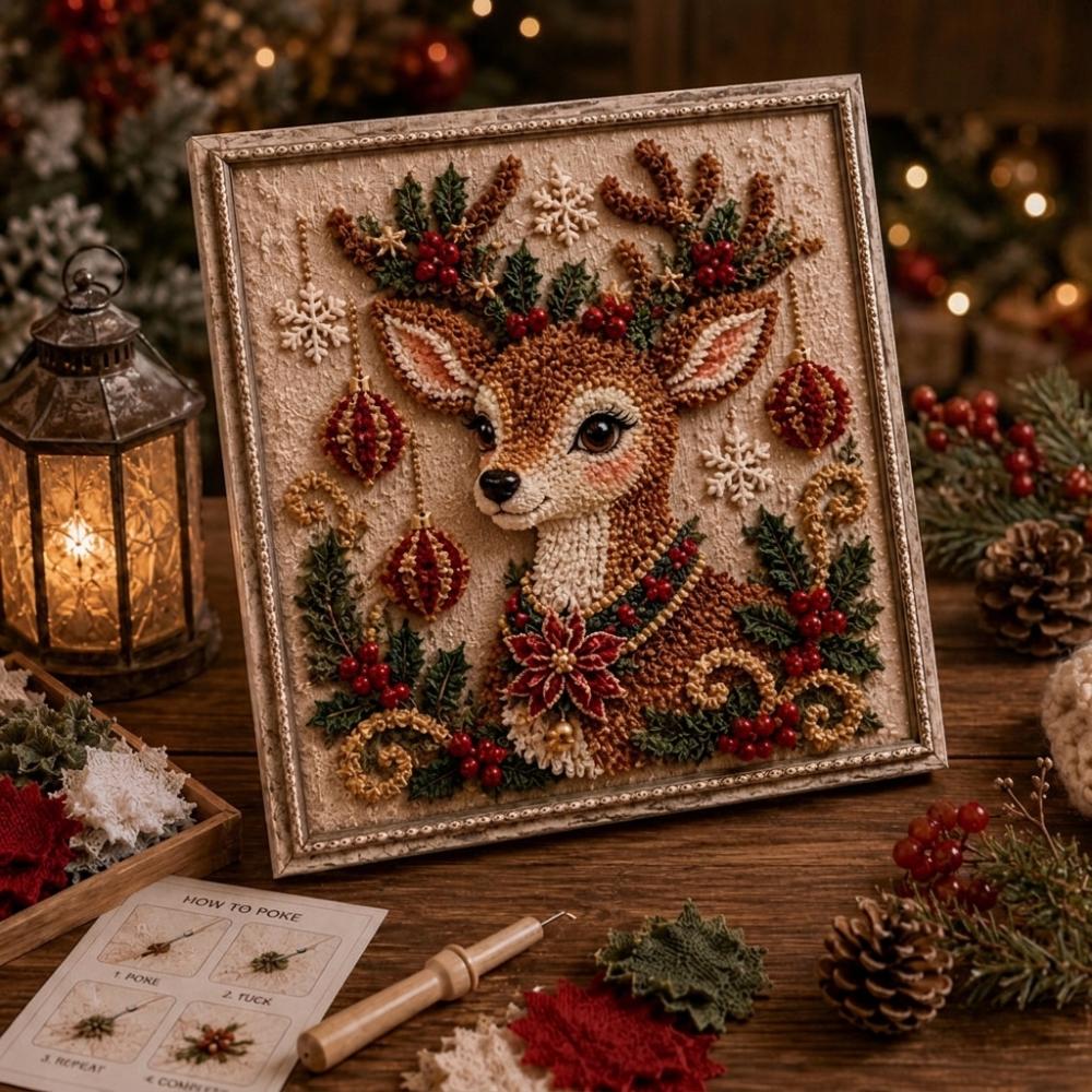 Educational 3D Fabric Embroidery DIY Set Christmas Fabric Art Picture Christmas Party Decor