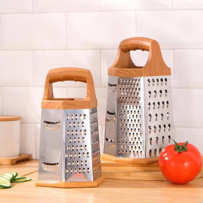 Stainless Steel Grater Portable Manual Vegetable Slicer Imitation Wood Handle Shredder Garlic Carrot Chopper Kitchen Tools