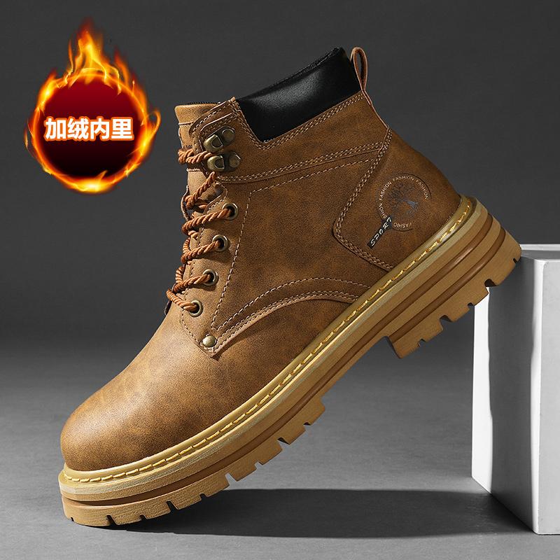 2024 New Men's Boots High Top Motorcycle Boots Fashion Leather Shoes Casual Outdoor Ankle Boots Male Sneakers Bota Masculina