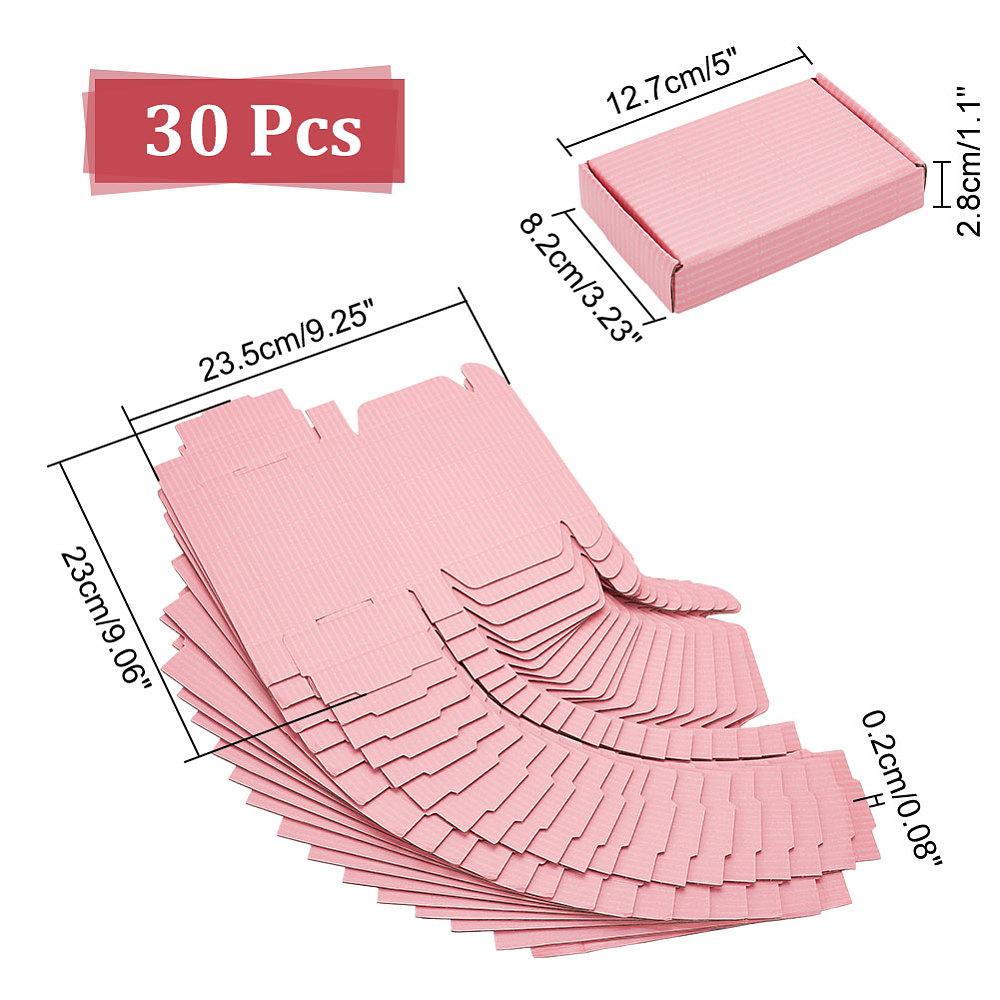 30pcs Foldable Cardboard Mailer Boxes Shipping Box Rectangle Pink finished product: 12.7x8.2x2.8cm