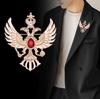 Мужская брошь для костюма: Русский двуглавый орел с гербом-короной