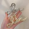 1pc Metal Bow Hair Clip New Pearl Back of the Head Clip Large Size High-end Sense Hair Clip Female Design Sense Shark Clip