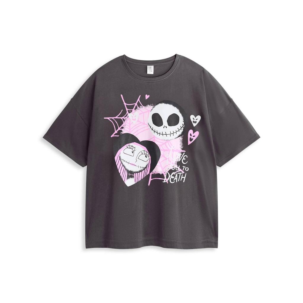 Nightmare Before Christmas Womens/Ladies Jack and Sally Short-Sleeved Long Pajama Set