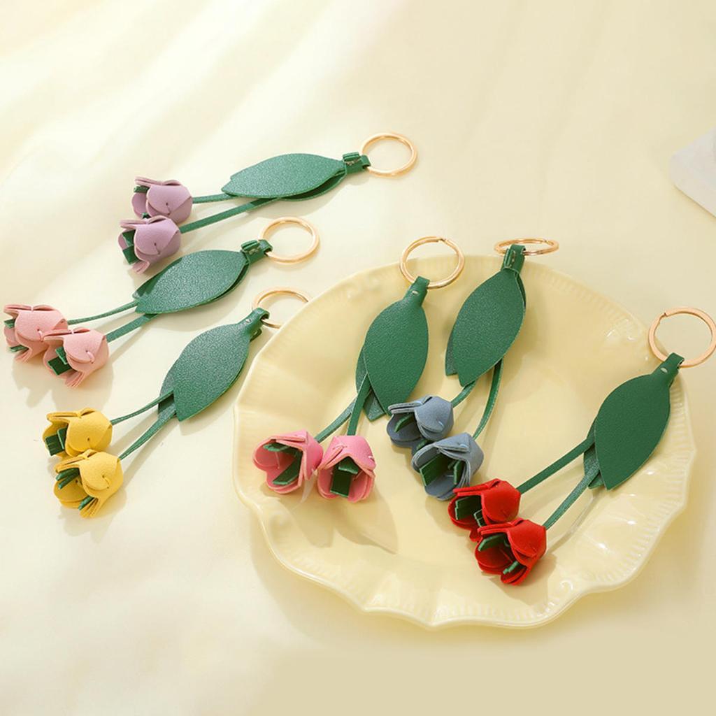 Тюльпан DIY Материал Сумка Ручной Работы Кожа Цветок Сумка Подвеска Пояс Брелок Чехол Мобильного Телефона Декоративный Шнурок Цепочка