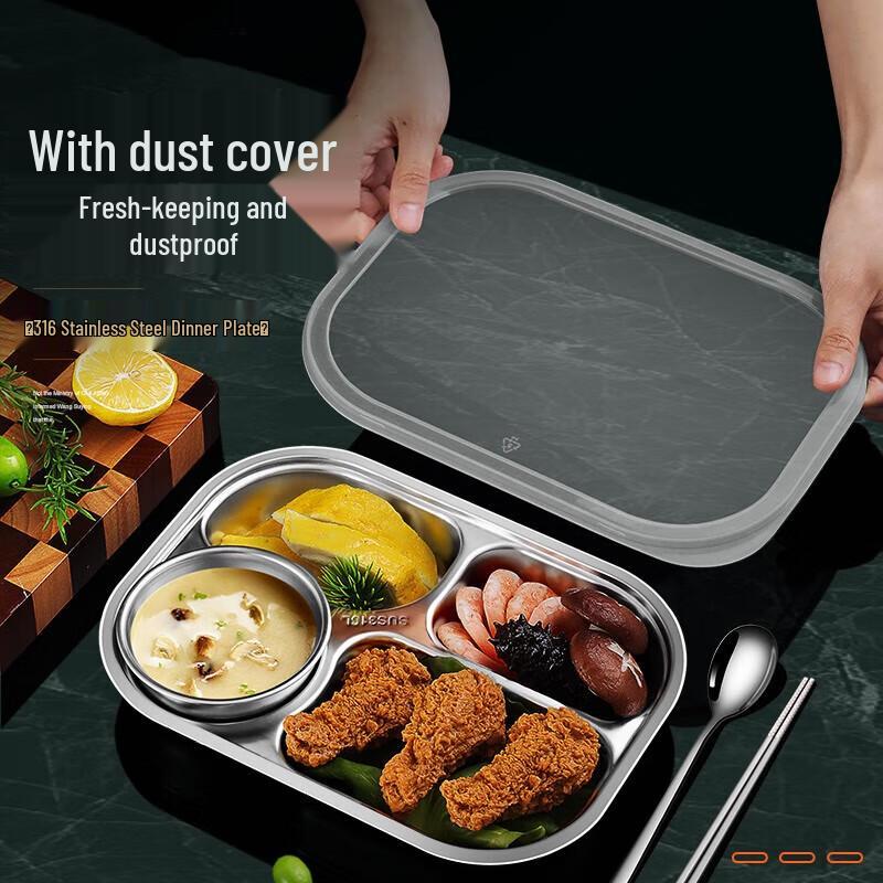 Chahua 316 Stainless Steel Kids Divided Dinner Plate Set