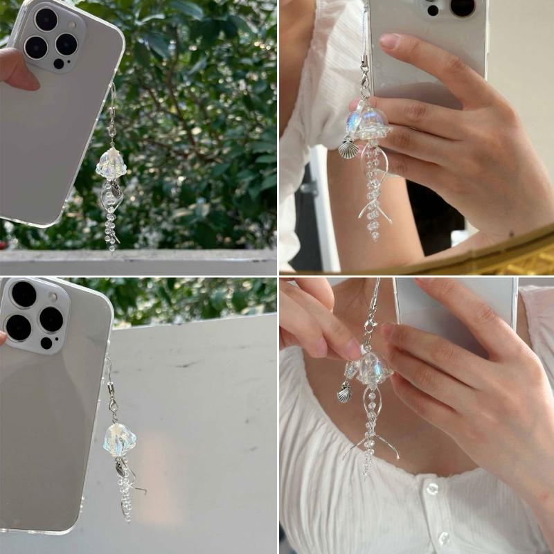 Уникальный подвеска для телефона в виде медузы, подвесная веревка, морская тема, кулон со звездой, ремешок-цепочка для телефона, аксессуар-брелок ручной работы из бисера