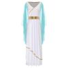 Womens Ancient Greek Beauty Dress V Neck Sleeveless Gold Trims Toga Greece Roman Queen Cosplay Costume