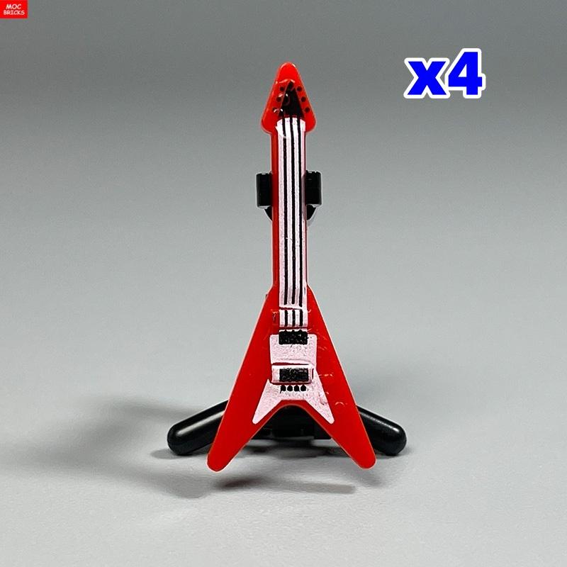 MOC Кубики 4 см Фигурка Музыкальные Инструменты Электрогитара Модель Образовательные Строительные Кубики для Детей Девочек Игрушки