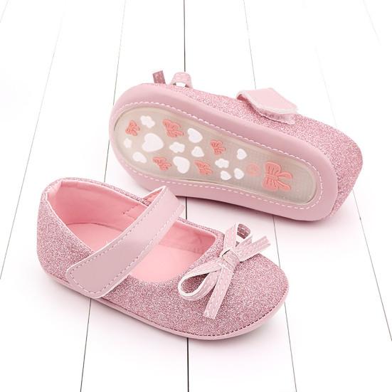 1 пара детской обуви, противоскользящие туфли из искусственной кожи с бантом для новорожденных девочек
