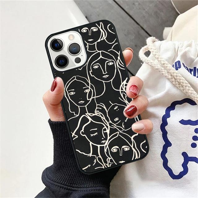 Постер Минималистичное Лицо Арт Чехол для Телефона Накладка Для iPhone 17 Air 15 16 Pro Max 14 13 12 11 Pro Max Plus Coque