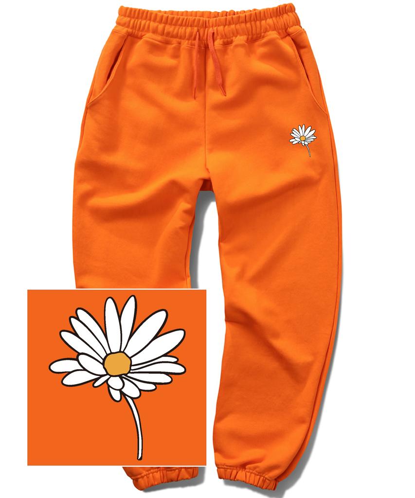 TRIPSHION Peaceful Daisy Logo Jogger Sweatpants - Orange