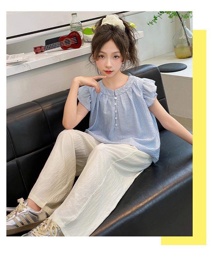 Girls' Summer Tencel Flying Sleeve Set 2026 New Children's Korean Edition Super Beautiful Doll Shirt Wide Leg Pants Two Piece Set