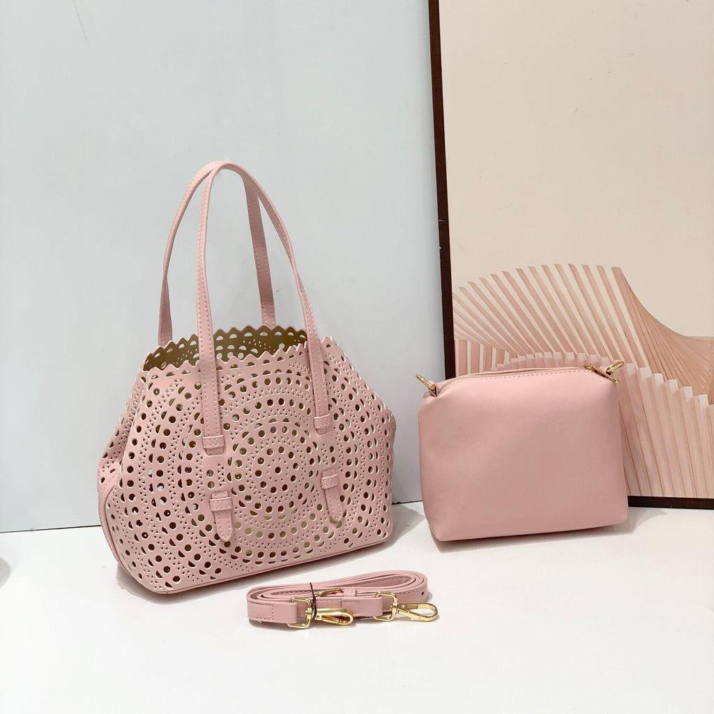 Набор сумок из кожи с резным узором Cross-Border: Сумка-тоут, косметичка и кошелек для монет